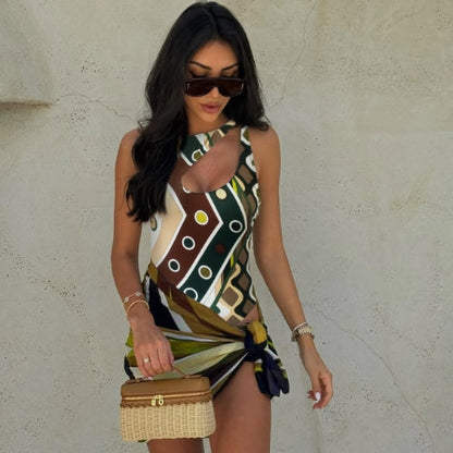 Monokini Imprimé Géométrique